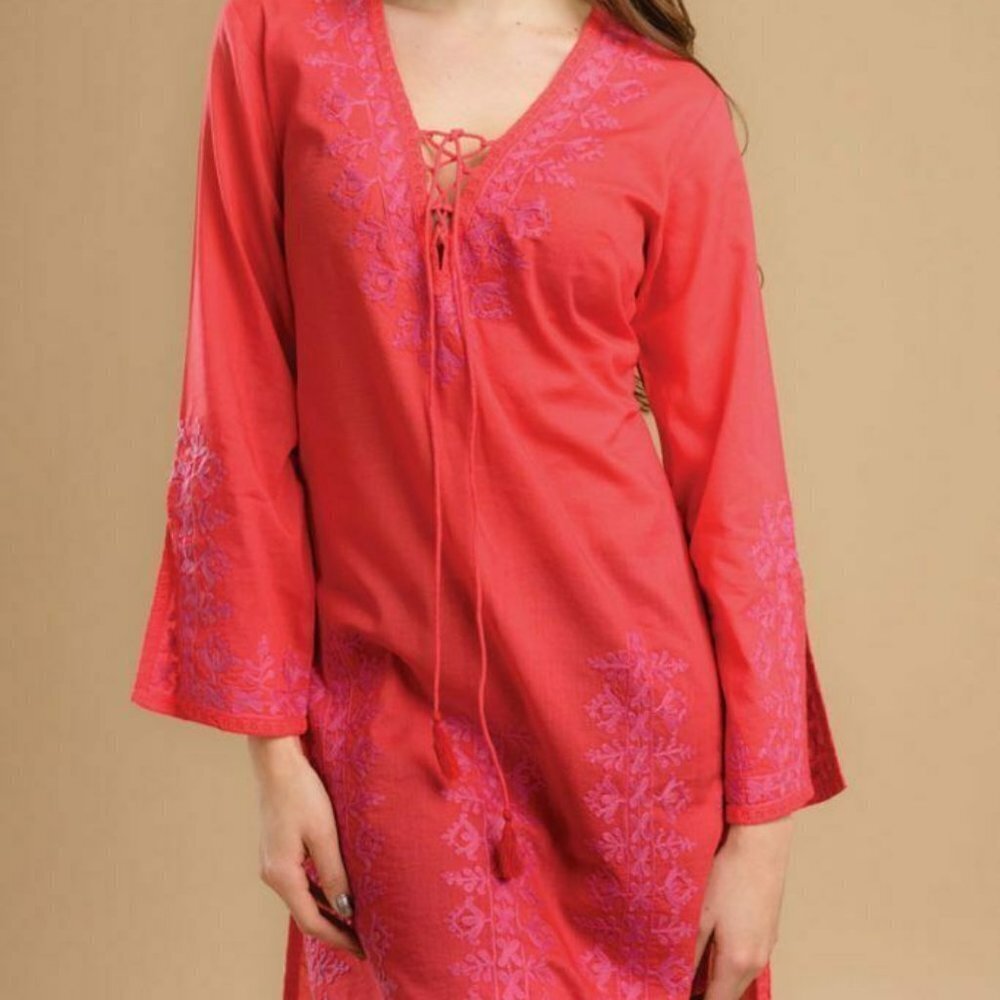 Cotton Hand-Embroidered and Tie Laced Tunic